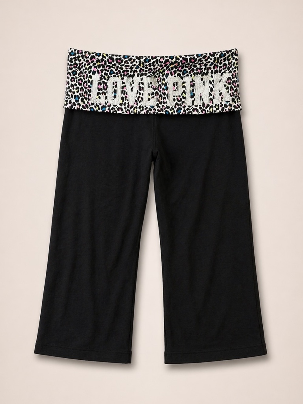 RARE Y2K Victoria’s Secret PINK Capri Leggings 🖤 Zebra + Rhinestone Bling